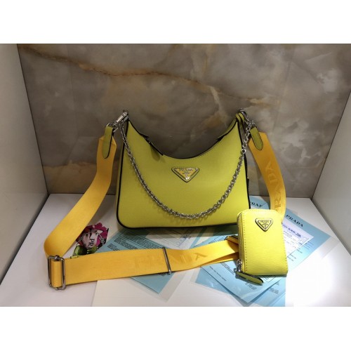 Prada Women's Yellow Leather Re-edition 2005 Handbag 1BH204 Prada Women's Yellow Leather Re-edition 2005 Handbag 1BH204