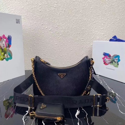 Prada Women's Black Leather Re-edition 2005 Handbag 1BH204/G Prada Women's Black Leather Re-edition 2005 Handbag 1BH204/G