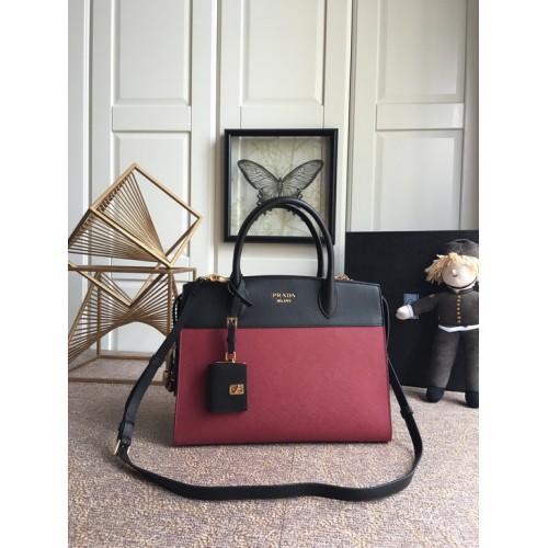 Prada Saffiano Leather Tote Large Bag lBA046 Rose/Black Prada Saffiano Leather Tote Large Bag lBA046 Rose/Black