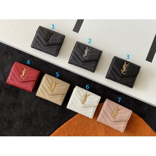Saint Laurent Monogram Compact Tri Fold In Grain De Poudre Embossed Leather 7 Colour Saint Laurent Monogram Compact Tri Fold In Grain De Poudre Embossed Leather 7 Colour