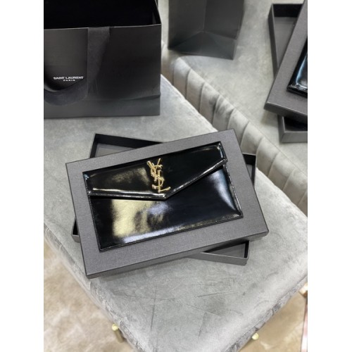Saint Laurent Uptown Shiny Leather Handbag Black Saint Laurent Uptown Shiny Leather Handbag Black