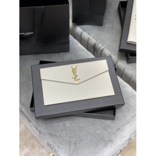 Saint Laurent Uptown Bag In Pebbled Shiny Leather White Saint Laurent Uptown Bag In Pebbled Shiny Leather White
