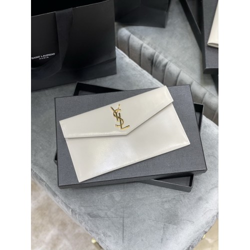 Saint Laurent Uptown Shiny Leather Handbag White Saint Laurent Uptown Shiny Leather Handbag White