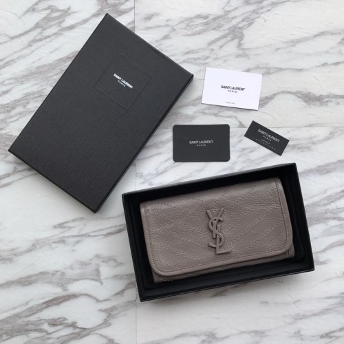 Saint Laurent Crinkled Wallet in Oil Waxed Leather Saint Laurent Crinkled Wallet in Oil Waxed Leather