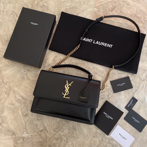 Saint Laurent Sunset Medium In Smooth Leather Black Saint Laurent Sunset Medium In Smooth Leather Black