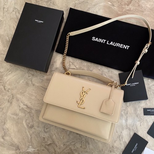 Saint Laurent Sunset Medium In Smooth Leather White Saint Laurent Sunset Medium In Smooth Leather White