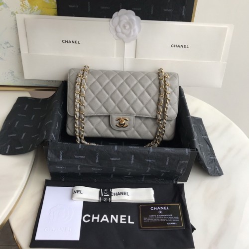 Chanel Caviar Quilted Medium Double Flap Grey/G Chanel Caviar Quilted Medium Double Flap Grey/G