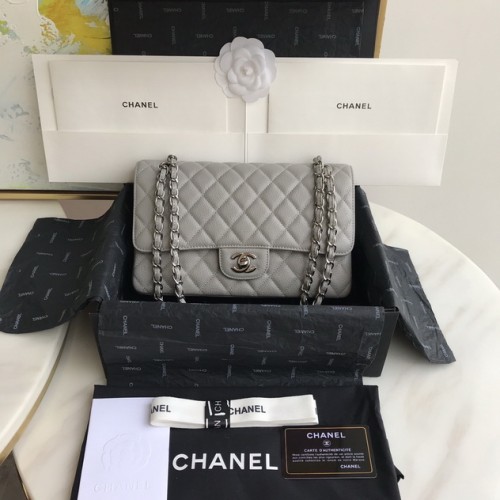 Chanel Caviar Quilted Medium Double Flap Grey/S Chanel Caviar Quilted Medium Double Flap Grey/S