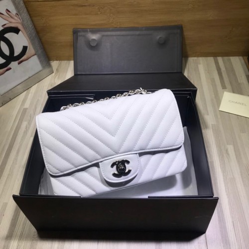 Chanel Small Flap Bag 1116 Caviar V Line In White Chanel Small Flap Bag 1116 Caviar V Line In White