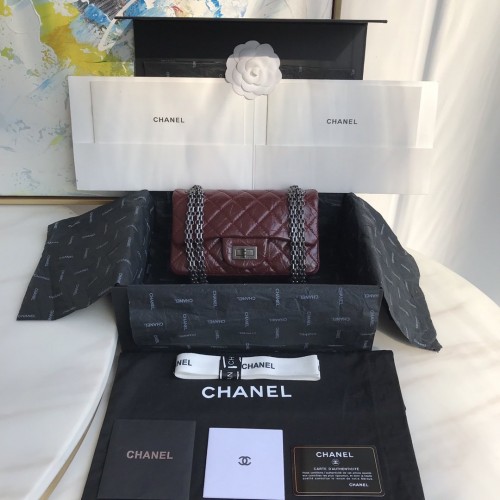 Chanel CF Reissue 2.55 Double Flap Bag Small Burgundy/Silver Chanel CF Reissue 2.55 Double Flap Bag Small Burgundy/Silver