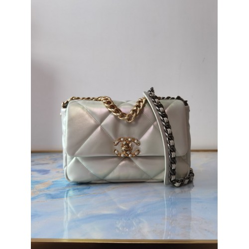 Chanel 19 Flap Bag Iridescent Calfskin Ruthenium-Finish Metal 1160 Gray Chanel 19 Flap Bag Iridescent Calfskin Ruthenium-Finish Metal 1160 Gray