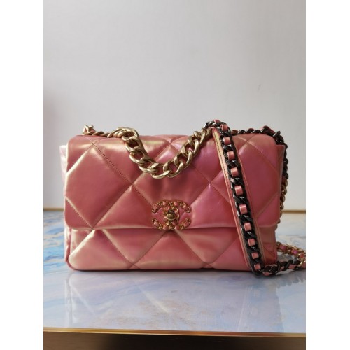 Chanel 19 Flap Bag Iridescent Calfskin Ruthenium-Finish Metal 1160 Pink Chanel 19 Flap Bag Iridescent Calfskin Ruthenium-Finish Metal 1160 Pink