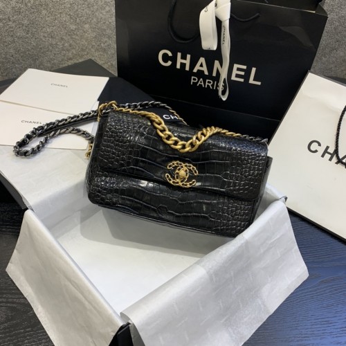 Chanel 19 Bag Crocodile Grain Black Chanel 19 Bag Crocodile Grain Black