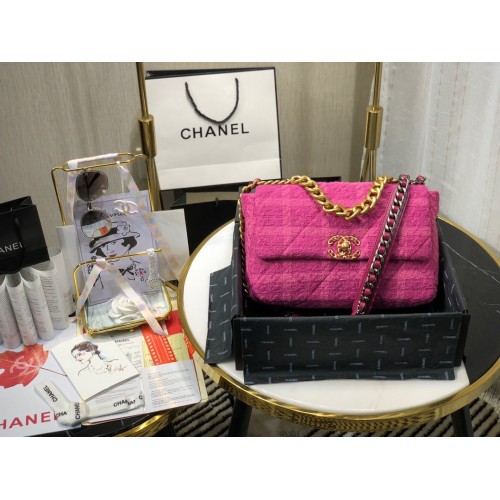 Chanel 19 Bag Tweed Swallow Gird Peach Chanel 19 Bag Tweed Swallow Gird Peach