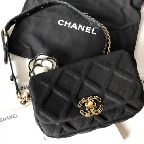 Chanel 19 Waist Bag Cotton Black Chanel 19 Waist Bag Cotton Black