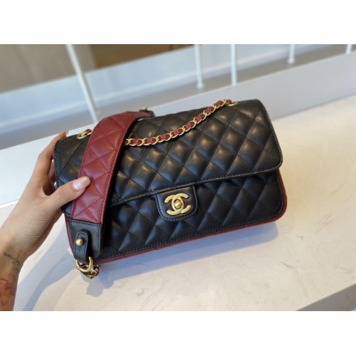 Chanel Calfskin & Gold-Tone Metal Flap Bag Black & Brown Chanel Calfskin & Gold-Tone Metal Flap Bag Black & Brown