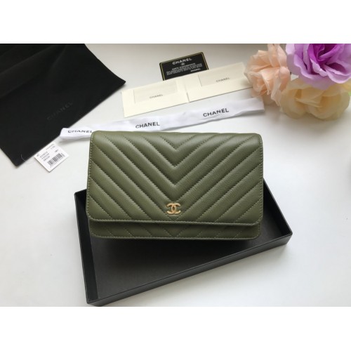 Chanel WOC V Line Bag Calfskin Green Chanel WOC V Line Bag Calfskin Green