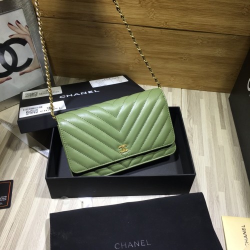 Chanel WOC V Line Bag Calfskin Light Green Chanel WOC V Line Bag Calfskin Light Green