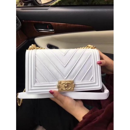 Chanel Le Boy Flap Bag V Embroid White Chanel Le Boy Flap Bag V Embroid White