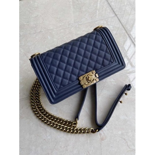 Chanel Le Boy Flap Bag Caviar Leather Dark Blue Chanel Le Boy Flap Bag Caviar Leather Dark Blue
