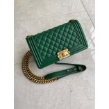 Chanel Le Boy Flap Bag Caviar Leather Green