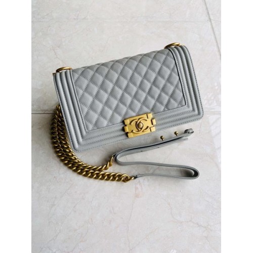 Chanel Le Boy Flap Bag Caviar Leather Grey Chanel Le Boy Flap Bag Caviar Leather Grey