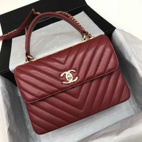 Chanel Trendy CC Bag Lambskin V Line Burgundy Chanel Trendy CC Bag Lambskin V Line Burgundy