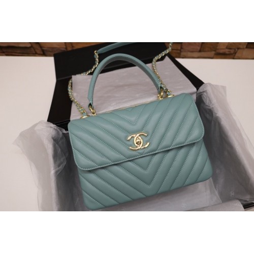 Chanel Trendy CC Bag Lambskin V Line Green Blue Chanel Trendy CC Bag Lambskin V Line Green Blue