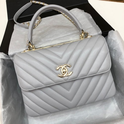 Chanel Trendy CC Bag Lambskin V Line Grey Chanel Trendy CC Bag Lambskin V Line Grey