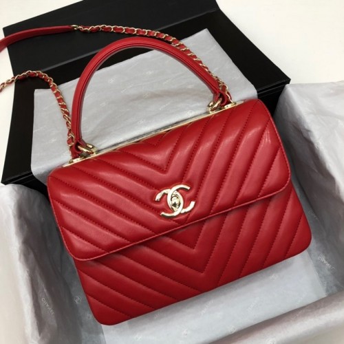Chanel Trendy CC Bag Lambskin V Line Red Chanel Trendy CC Bag Lambskin V Line Red