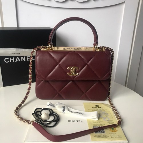 Chanel Trendy CC Quilted Bag Lambskin Leather Gold Hardware 99236 Crimson Chanel Trendy CC Quilted Bag Lambskin Leather Gold Hardware 99236 Crimson
