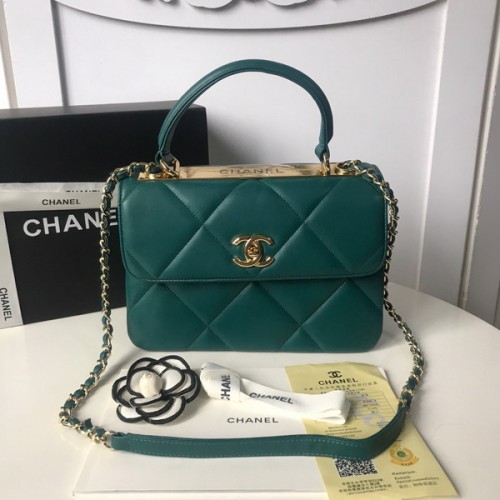 Chanel Trendy CC Quilted Bag Lambskin Leather Gold Hardware 99236 Dark Green Chanel Trendy CC Quilted Bag Lambskin Leather Gold Hardware 99236 Dark Green