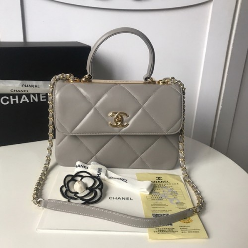 Chanel Trendy CC Quilted Bag Lambskin Leather Gold Hardware 99236 Grey Chanel Trendy CC Quilted Bag Lambskin Leather Gold Hardware 99236 Grey