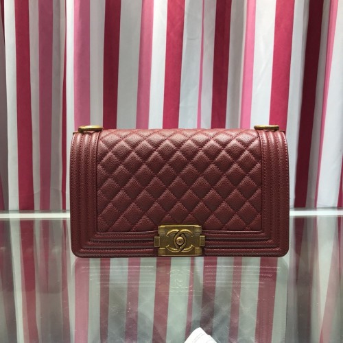 Chanel Le Boy Medium Flap Bag Caviar A67086 Burgundy/ Antique Golden Chanel Le Boy Medium Flap Bag Caviar A67086 Burgundy/ Antique Golden
