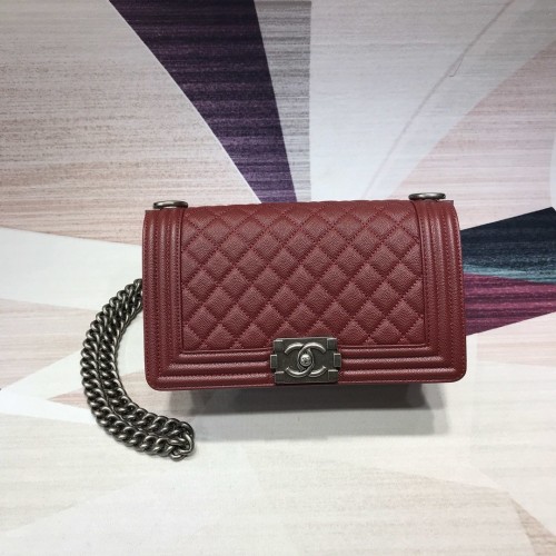 Chanel Le Boy Medium Flap Bag Caviar A67086 Burgundy/ Antique Silver Chanel Le Boy Medium Flap Bag Caviar A67086 Burgundy/ Antique Silver