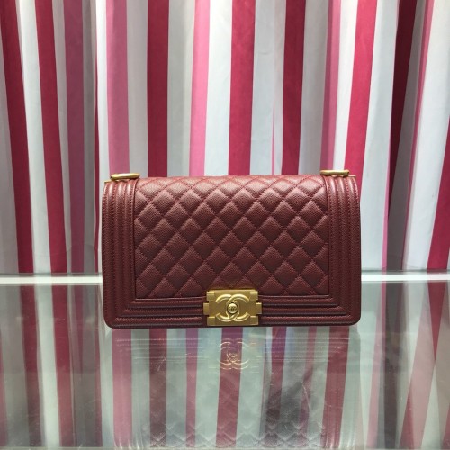 Chanel Le Boy Medium Flap Bag Caviar A67086 Burgundy/Golden Chanel Le Boy Medium Flap Bag Caviar A67086 Burgundy/Golden