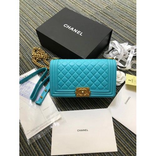 Chanel Le Boy Medium Flap Bag Caviar A67086 Sky Blue/Golden Chanel Le Boy Medium Flap Bag Caviar A67086 Sky Blue/Golden