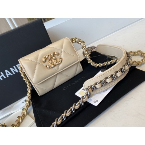 Chanel 19 Flap Coin Purse With Chain Shiny Goatskin AP1787 Golden Chanel 19 Flap Coin Purse With Chain Shiny Goatskin AP1787 Golden