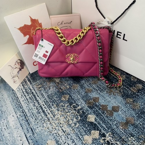 Chanel 19 Large Flap Bag Lambskin Gold-Tone Red Chanel 19 Large Flap Bag Lambskin Gold-Tone Red