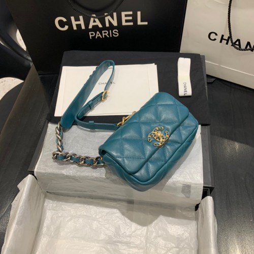 Chanel 19 Waist Bag Lambskin AS1163 Cadet Blue Chanel 19 Waist Bag Lambskin AS1163 Cadet Blue