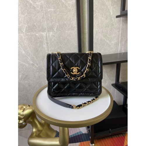 Chanel FW2020 Vintage Sheepskin Mini Flap Bag AS2054 Black Chanel FW2020 Vintage Sheepskin Mini Flap Bag AS2054 Black