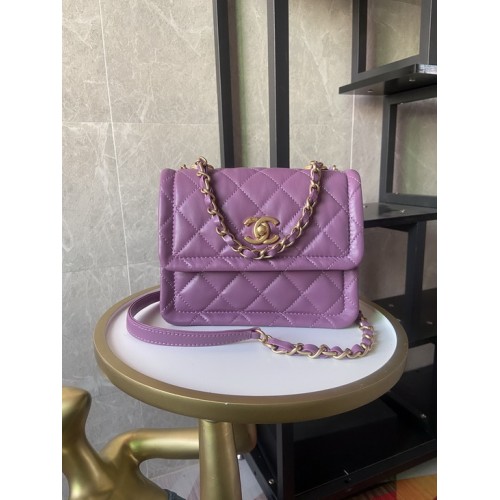 Chanel FW2020 Vintage Sheepskin Mini Flap Bag AS2054 Purple Chanel FW2020 Vintage Sheepskin Mini Flap Bag AS2054 Purple