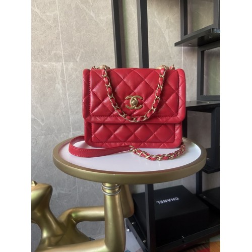 Chanel FW2020 Vintage Sheepskin Mini Flap Bag AS2054 Red Chanel FW2020 Vintage Sheepskin Mini Flap Bag AS2054 Red