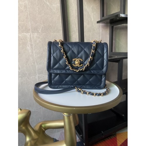 Chanel FW2020 Vintage Sheepskin Mini Flap Bag AS2054 Sapphire Blue Chanel FW2020 Vintage Sheepskin Mini Flap Bag AS2054 Sapphire Blue