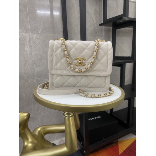 Chanel FW2020 Vintage Sheepskin Mini Flap Bag AS2054 White Chanel FW2020 Vintage Sheepskin Mini Flap Bag AS2054 White