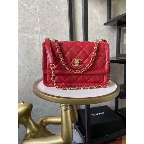 Chanel FW2020 Vintage Sheepskin Flap Bag AS2055/AS2056 Red Chanel FW2020 Vintage Sheepskin Flap Bag AS2055/AS2056 Red