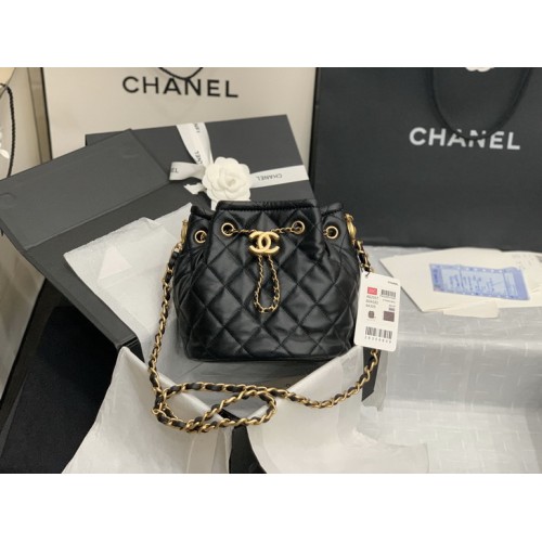 Chanel Bucket Drawstring Sheepskin Bag AS2057 Black Chanel Bucket Drawstring Sheepskin Bag AS2057 Black