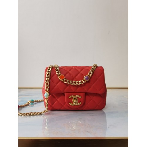 Chanel Flap Bag Lambskin Resin & Gold-Tone Metal AS2379/AS2380 Red Chanel Flap Bag Lambskin Resin & Gold-Tone Metal AS2379/AS2380 Red