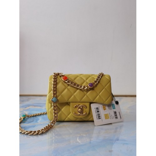 Chanel Flap Bag Lambskin Resin & Gold-Tone Metal AS2379/AS2380 Yellow Chanel Flap Bag Lambskin Resin & Gold-Tone Metal AS2379/AS2380 Yellow