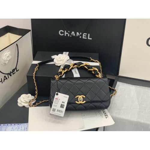 Chanel 2021 Shiny Lambskin & Gold-Tone Metal Black Flap Bag Chanel 2021 Shiny Lambskin & Gold-Tone Metal Black Flap Bag